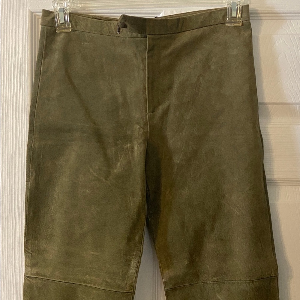 Beautiful People Stylish Olive color Women’s suede pants inseam 28” waist 28” - Picture 2 of 8